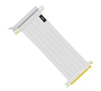 JMT Câble d'extension PCI-E 3.0 16x vers 16x à angle droit 180 degrés blanc SHK-X16-1818B pleine vitesse flexible carte d'extension universelle PCI-E 16x Riser PCIe pour minage BTC Bitcoin (20 cm)