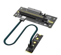 JMT Carte d'extension Mkey PCI-E 4.0 16X vers M.2 32 Gbit/s avec câble d'extension Oculink SFF-8612 compatible avec carte graphique externe M.2 NVMe SSD (24 broches avec carte 2280)
