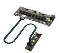 JMT Carte d'extension Mkey PCI-E 4.0 16X vers M.2 32 Gbit/s avec câble d'extension Oculink SFF-8612 compatible avec carte graphique externe M.2 NVMe SSD (6 broches avec carte 2280)
