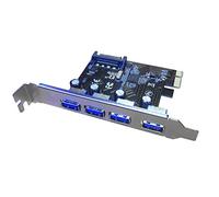 JMT Carte d'extension PCI-E vers USB 3.0 4 ports PCI Express Hub USB3.0 vers PCI-E Express Card Adapter 15pin SATA PCIe Riser Card PCIe