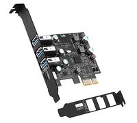 JMT Carte d'extension PCI-E vers USB 3.0 Type A + Type C 5 Gbit/s pour PC de Bureau Prise en Charge Linus, Windows 10/8/7/XP et Mac OS 10.8.2 et Plus récent (1 USB-C + 3 Supports USB-A + Profil Bas)