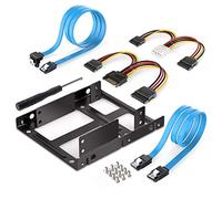 JMT Kit de montage en métal pour disque dur dur externe 2,5 cm à 3,5 pouces avec câble SATA et vis (avec câble SATA bleu)