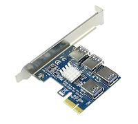 JMT PCI-E 1 x vers 16 x Carte Riser PCI-Express 1 vers 4 emplacements PCIe USB3.0 pour mineur de Bitcoin BTC (carte Riser Bleu)