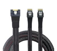 JMT Slimline SAS SFF-8654 8I vers Dual SFF-8654 4I Câble serveur couverture complète anti-erreur d'insertion (100 cm)