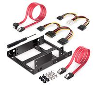 JMT Support de Montage SSD Double Support de Conversion pour Disque Dur Kit de Montage SSD de 2,5 "¨¤ 3,5" avec Cable SATA et Cable d'alimentation ATX 4 Broches vers SATA