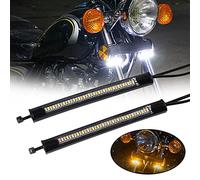 JMTBNO 2 Pcs LED Clignotants Moto Anneau Bande de Fourche Lumière Flexible Lampe Avant Feu de Clignotants Moto Ambre Blanc DRL Feux Diurnes Étanche Universel 12V