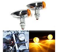 JMTBNO 2 x Clignotant Moto Ampoule Clignotants Feux Additionels Chrome Vintage Rétro Halogène Indicateur 12V Universel pour Cruiser Cafe Racer Scooter Quad Off-Road