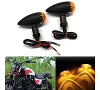 JMTBNO 2pcs Indicateurs De Moto Ambre Clignotants Lumières 12V Étanche Bullet Feux Additionels Vintage Universel pour Scooter Quad Cruiser Off Road