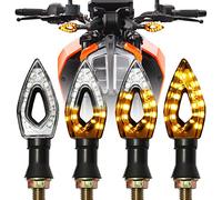 JMTBNO 4Pcs Clignotants Moto LED E24 Homologué Mini Séquentiel Indicateurs Feu Lumières Ambre 12V Universel Ampoule Étanche pour Street Sport Dirt Bike Cruiser Scooter Quad Enduro Off-Road