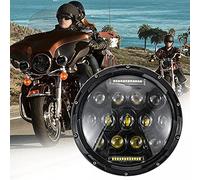 JMTBNO 7 Pouces 75W Moto LED Phare Rond Hi/Lo Faisceau Phare DRL Phare Avant Lampe Étanche Compatible avec Harley Road King Street Glide Softail Electra Glide/J-eep Wrangler JK TJ