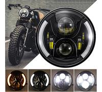 JMTBNO 7 Pouces Phare LED Moto Rond DRL Blanc Clignotant Ambre L'intégration Phare Compatible avec Harley Touring Road King Ultra Classic Electra Street Glide Tri Cvo Heritage Softail