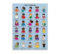 JMVLVLOA American Sign Language ASL Alphabet Chart Educational Poster Canvas Wall-Art for Classroom and Inclusive Home Decor(Framed,16x24inch(40x60cm))