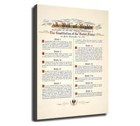 JMVLVLOA Bill of Rights Constitution Historical Document Poster Wall-Art for Library(Framed,16x24inch(40x60cm))