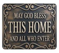 JMVLVLOA Bless This Home Sign Vintage Metal Tin for Entryway Wall Decor Living Room Dining Rustic Blessing 8 X 12 in