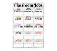 JMVLVLOA Boho Rainbow Class Jobs Metal Tin Sign Educational Job Chart Gentle Calming Classroom Management Decor for Teachers Wall-Art 8 X 12 in