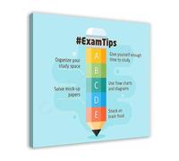 JMVLVLOA Classroom Wall Art Exam Tips Checklist Poster Study Organization Canvas Wall Art for Students and Teachers(Framed,12x18inch(30x45cm))