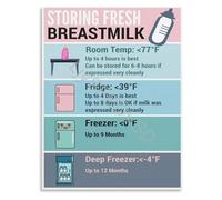 JMVLVLOA Evidence Based Breast Milk Storage Poster Lactation Educational Wall-Art Canvas for Science Minded Parents Home(Unframed,12x18inch(30x45cm))