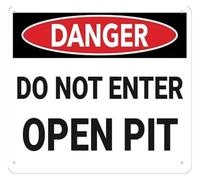 JMVLVLOA Excavation Hole Hazard Tin Sign 12x8 Inch | Construction zone warning for trench foundation or mine shaft perimeter fencing