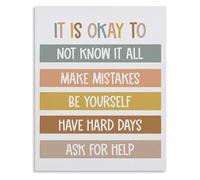 JMVLVLOA Growth Mindset Sign It Is Okay to Learn Metal Tin Plaque Educational Wall-Art for Middle School Classroom Decor 8 X 12 in