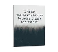 JMVLVLOA I Trust The Next Chapter Because Know The Author Minimalist Quote Print Motivational Poster Inspirational Canvas Wall-Art(Framed,08x12inch(20x30cm))