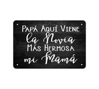 JMVLVLOA Rustic Wedding Sign For Dad Metal Plaque Beautiful Bride Spanish Saying Gift From Daughter Son Vintage Tin Wall Decor 8 X 12 in