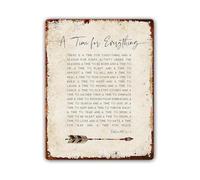 JMVLVLOA Scripture Wall-Art Ecclesiastes 3 1-8 A Time for Everything Modern Metal Sign for Office 8 X 12 in