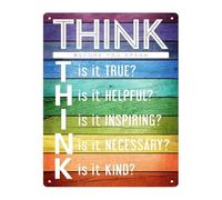 JMVLVLOA Think Before You Speak Humorous Metal Sign Motivational Quote for Work Office School Classroom (8 X 12 in)