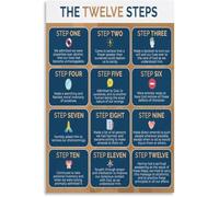 JMVLVLOA Wisdom Steps Poster Self Help Canvas Wall-Art for Living Room Bedroom Home Decor Encouraging Gift(Framed,08x12inch(20x30cm))