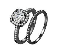 Jmwedia amazon mon compte Bague Argent 925 Femme Ensemble de Bagues 2 Pièces Bagues fiançailles Couple Anneau Ensembles Anniversaire Cadeau Femme