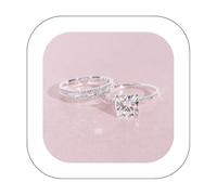 Jmwedia amazon+prime mon compte Bague Argent 925 Femme Ensemble de Bagues 2 Pièces Bagues fiançailles Couple Anneau Ensembles Anniversaire Cadeau Femme