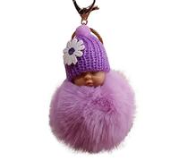 Jmwedia et ventes flash du jour Adorable porte-clés bébé avec pompon et charme de sommeil - mignon pendentif de poupée en peluche pour sacs, sacs à dos et sac à main (8cm, placage de métal)