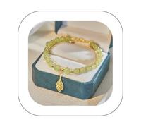 Jmwedia ventes flash Bracelet en or Jade branche en or naturel femmes Branches dorées et feuilles de Jade Double couche