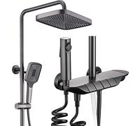 JMXD Colonne de Douche Thermostatique Piano Système de Douche Mural Gun Gray Ensemble de Douche Réglable en Hauteur Set de Douche avec Mitigeur,3 Modes Douchette,12 Pouces Douche de Tête,Bidet-Spray