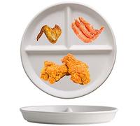 JMYDecor Lot de 2 assiettes en porcelaine durable 20,3 cm, assiettes divisées 3 compartiments dîner/salade, restaurant/fête de famille/cuisine