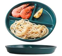 JMYDecor Lot de 2 assiettes en porcelaine durable 20,3 cm, assiettes divisées 3 compartiments dîner/salade, restaurant/fête de famille/cuisine