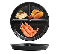 JMYDecor Lot de 2 assiettes plates en porcelaine durable de 20,3 cm avec 3 compartiments pour dîner et salade, restaurant, fête de famille et utilisation en cuisine - Rondes