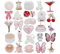 JMZLLRX 27 PCS Appliques Stickers Iron on Patches White Embroidered Sew on Patch Applique for Clothing Dress Backpacks and DIY Decorations