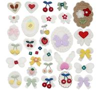 JMZLLRX 32 PCS Dentelle Applique Patches Décoratifs Patchs Dentelle de Cerise Arc Fleur de Dentelle Broderie Coudre sur des Patchs pour Bricolage Coudre Décorer