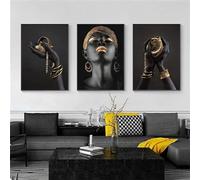 JNAOZI Figurine 3D en métal - Peinture sur toile - Amoureux de la sculpture - Poster abstrait - Femme africaine - Sans cadre - Poster 05, 30 x 40 cm x 3 pièces