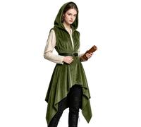 JNAOZI Gilet à capuche médiéval Ranger Renaissance pour femme | Manteau tunique à capuche sans manches - Gilet Renaissance sans manches pour Halloween, cosplay