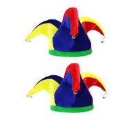 JNAWA Lot de 2 chapeaux de bouffon avec clochette - Chapeau de cirque coloré pour Halloween, fête, cosplay, costume de clown