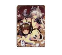 JNBDR Affiche rétro en métal avec dessin animé Nekopara Vanille et Chocola 2 - Décoration murale - 20 x 30 cm