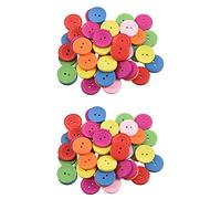 Jnchdghwa 100Pcs Boutons de Couture en Bois MÉlangÉs Ronds 2 Trous Scrapbooking Dia 25mm (1 Pouce)