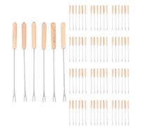 Jnchdghwa 180X à Chocolat en Acier Inoxydable à Codage Couleur Fourchettes à Fondue au Fromage avec Manche en Bois de ChêNe Résistant à la Chaleur, 9.5 Pouces