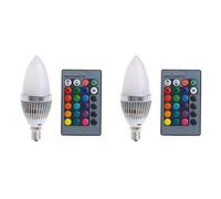 Jnchdghwa 2X 3W Intelligent E14 RGB LED Ampoule ColoréE de Changement de Couleur avec 24 Bougies TéLéCommande Bouton Abat-Jour Laiteux