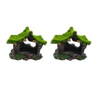 Jnchdghwa 2X Aquarium DéCoration Maison RéSine Creuse Cachette Maison, BêTa Poisson BûChe Bois Flotté Accessoires Grotte DéCoration RéServoir