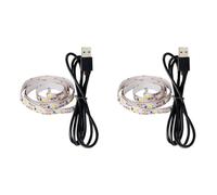 Jnchdghwa 2X Bande LED D'Intérieur 5V Lampe USB 2835 Tiras LED LumièRe Bande Rétro-ÉClairage TV Chambre ÉClairage 0.5M Blanc Froid