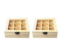 Jnchdghwa 2X Boîte de Rangement à Thé avec 9 Compartiments, Plateau en Verre Transparent, Boîte de Rangement Multifonctionnelle Pouvant Stocker Divers Sachets de Thé