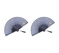 Jnchdghwa 2X Éventail Pliant pour Femme Style Vintage Japonais Éventails en Soie de Bambou pour Fête de Mariage Décoration de Danse Bleu
