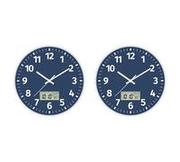 Jnchdghwa 2X Horloge Murale Numérique avec Heure, Jour de la Semaine et Température, Silencieuse, sans Tic-, Fonctionne sur Piles, Horloge Murale Numérique Ronde